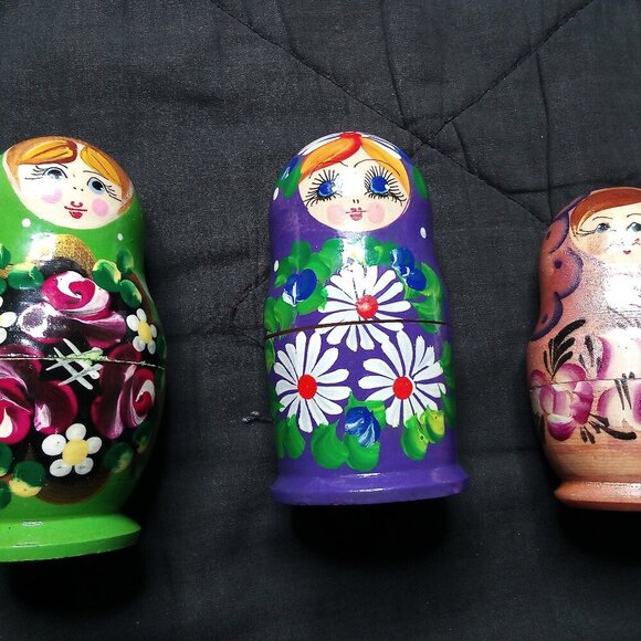 Vintage Other - Vintage Hand Painted Russian Dolls Set (3)